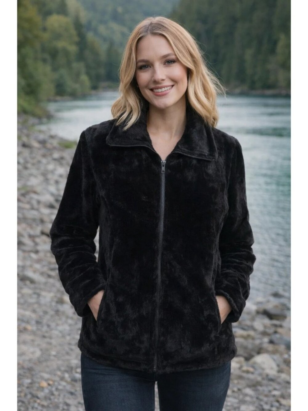 32 Degrees Heat size Small Black Fleece jacket Women's